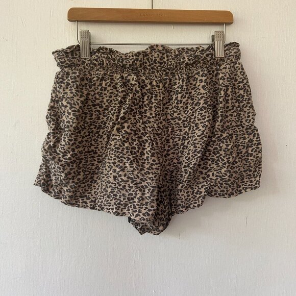 Abercrombie & Fitch Leopard Print Shorts Womens Small Pockets Tie Linen Blend - Picture 4 of 6